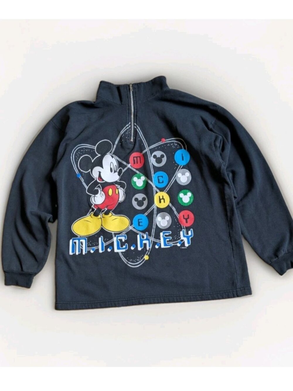 Vintage 90s Mickey Unlimited 1/4 Zip Sweatshirt Black Atomic Youth Large Y2K